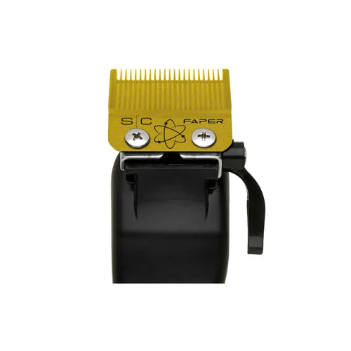 StyleCraft™ Fixed Gold Titanium Faper Clipper Blade with Slim Deep Cutter Set (SC525G) – Hypoallergenic, Zero Gap Adjustable, Professional Barber Blade