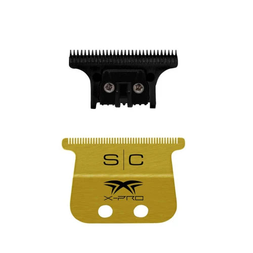 StyleCraft™ Fixed Gold Titanium X-Pro Wide Trimmer Blade with Black Diamond DLC “The One” Cutter Set (SC527GB) – Hypoallergenic, Zero Gap Compatible