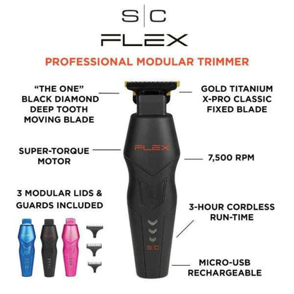 StyleCraft™ Flex Skeleton Trimmer (SC406M) — 7,500 RPM Super Torque, Titanium DLC Blades, Modular System — All Things Men Authorized