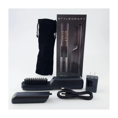 StyleCraft Heat Stroke Cordless Beard & Styling Hot Brush — 3 Temps, 60-Min Runtime, 4500mAh Power Bank