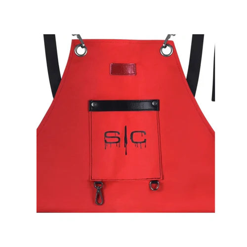 StyleCraft™ Heavy-Duty Red & Black Waterproof Barber Apron – Hair-Repellent with Crossback Straps & Tool Loops (SC315R)