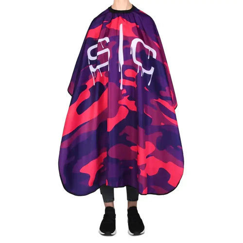 StyleCraft™ Pink Camo Barber Cape – 57.5" Anti-Static, Water-Resistant Hair Cutting Cape with Adjustable Neck Closure (SC323PK)