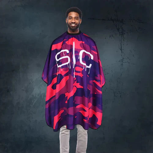 StyleCraft™ Pink Camo Barber Cape – 57.5" Anti-Static, Water-Resistant Hair Cutting Cape with Adjustable Neck Closure (SC323PK)
