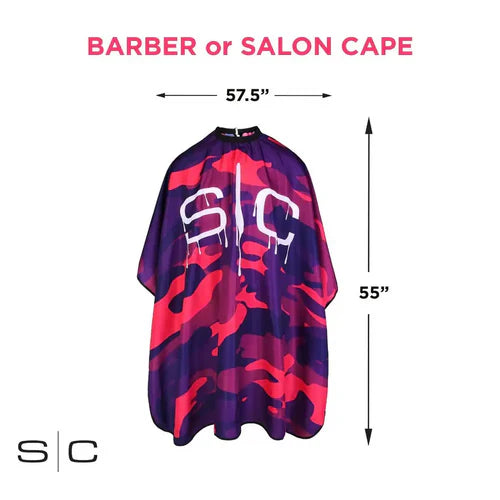StyleCraft™ Pink Camo Barber Cape – 57.5" Anti-Static, Water-Resistant Hair Cutting Cape with Adjustable Neck Closure (SC323PK)
