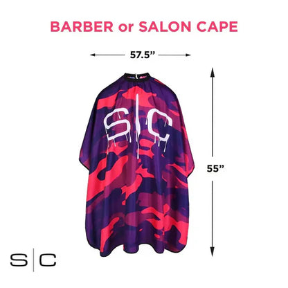 StyleCraft™ Pink Camo Barber Cape – 57.5" Anti-Static, Water-Resistant Hair Cutting Cape with Adjustable Neck Closure (SC323PK)