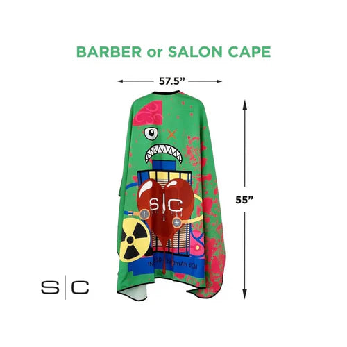 StyleCraft™ Radioactive Green Barber Cape – 57.5" Anti-Static, Water-Resistant Hair Cutting Cape with Adjustable Neck (SC312G)