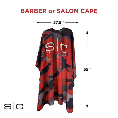 StyleCraft™ Red Camo Hair Cutting Cape – 57.5" Anti-Static, Water-Resistant Barber Cape with Adjustable Neck (SC306M)