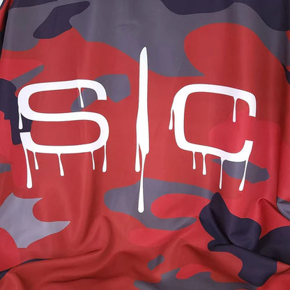 StyleCraft™ Red Camo Hair Cutting Cape – 57.5" Anti-Static, Water-Resistant Barber Cape with Adjustable Neck (SC306M)