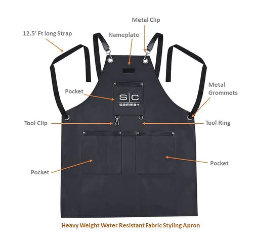 StyleCraft™ x Gamma+ Heavy-Duty Waterproof Barber Apron – Cross-Back Straps, Tool Loops & Name Tag Zone (SCGPBA)