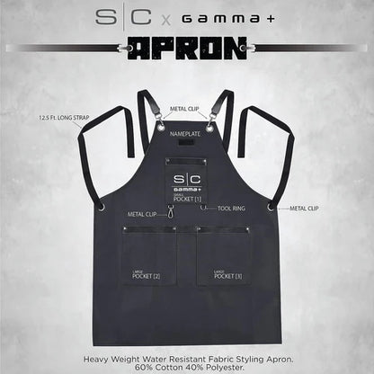 StyleCraft™ x Gamma+ Heavy-Duty Waterproof Barber Apron – Cross-Back Straps, Tool Loops & Name Tag Zone (SCGPBA)