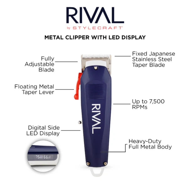 Rival Metal Hair Clipper with Digital Display + Barber Care Kit - Barber Bundle - ALL THINGS MEN