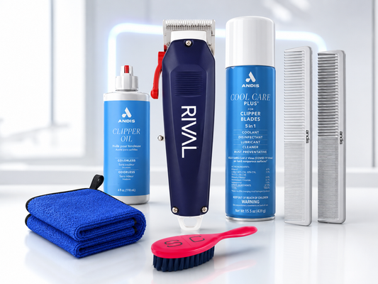 Rival Metal Hair Clipper with Digital Display + Barber Care Kit