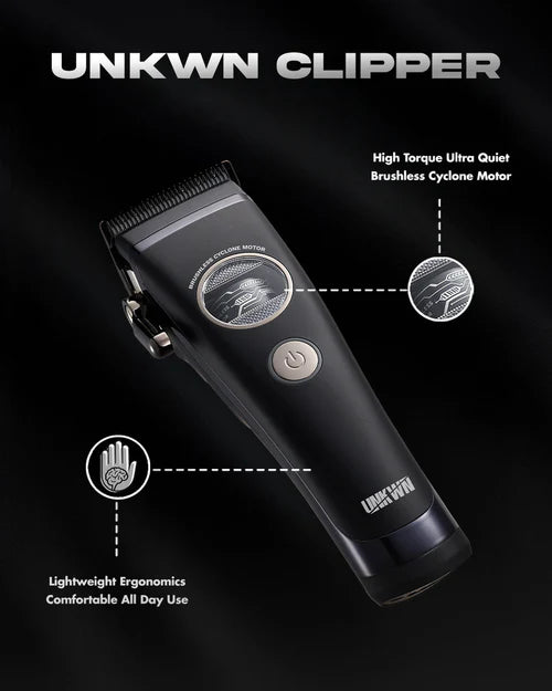 UNKWN Cyclone Cordless Hair Clipper – Professional DLC Fade Blade Clipper with Ultra Quiet High-Torque Motor