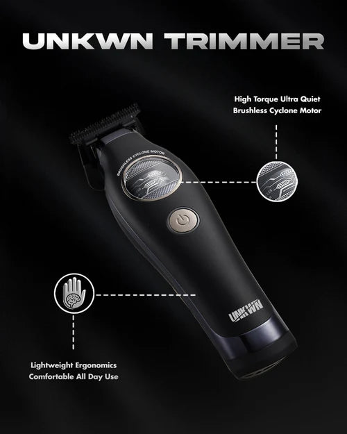 UNKWN Cyclone Professional Hair Trimmer UNK1T – Cordless Barber Trimmer with DLC MIM T-Blade, Quiet Motor & USB-C Charging