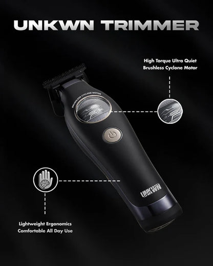 UNKWN Cyclone Professional Hair Trimmer UNK1T – Cordless Barber Trimmer with DLC MIM T-Blade, Quiet Motor & USB-C Charging