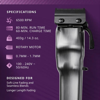 Wahl®5-star Legend+™ All-Metal Cord/Cordless Clipper — Wedge® + Crunch™ Blade, Titanium & DLC(3027401 / 3027402)
