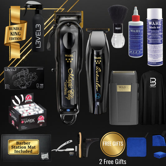 Wahl Magic Clip 5-Star Beginner Kit – Cordless Magic Clip & Detailer Combo + Micro Power Shaver Bundle + Complete Professional Station Setup | Bundle King Edition