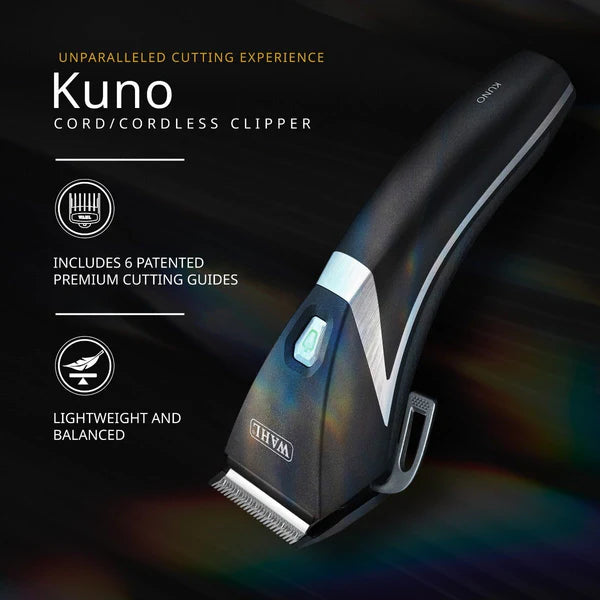 Wahl Kuno Cordless Clipper #3026364 – Professional Brushless Motor Clipper with Diamond Carbon Blade & Magnetic Guards