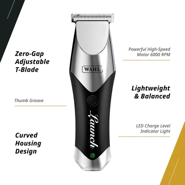 Wahl™ Launch Cordless Zero-Gap T-Blade Trimmer — Pro Detailer, 6,000 RPM, 2hr Runtime