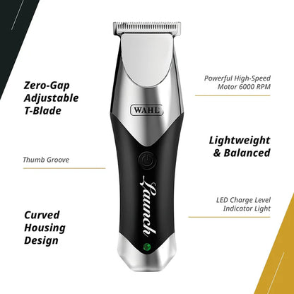 Wahl™ Launch Cordless Zero-Gap T-Blade Trimmer — Pro Detailer, 6,000 RPM, 2hr Runtime