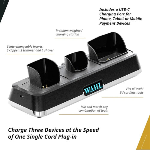 WAHL Magic Clip Gold Professional Kit - 5-Star Cordless Clipper, Detailer, Vanish Shaver & Power Station | Complete 4-Tool System