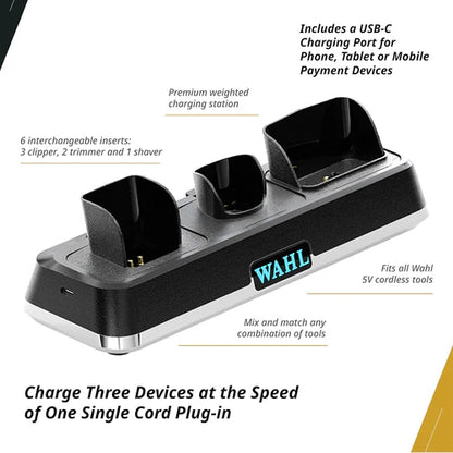 WAHL Magic Clip Gold Professional Kit - 5-Star Cordless Clipper, Detailer, Vanish Shaver & Power Station | Complete 4-Tool System