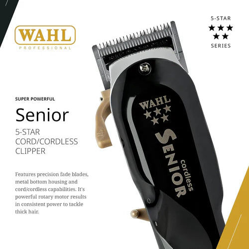 Wahl 5-Star Senior Cordless Clipper – Pro Fade Blade, Zero-Gap, Lithium Power (8504-400)
