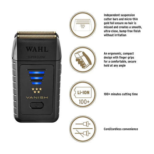 Wahl® 5-Star Vanish Cordless Foil Shaver — Independent Suspension, Replaceable Foils, 100+-Min Runtime(8173-700)