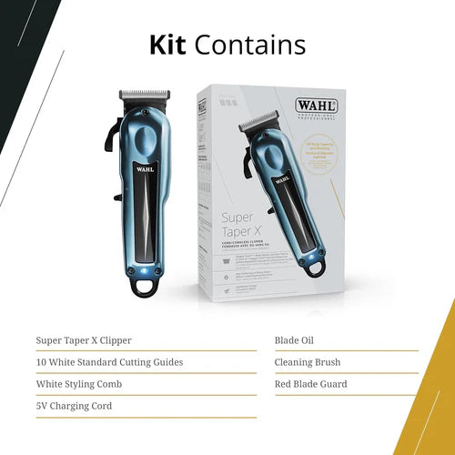 Wahl Super Taper X™ Cord/Cordless Clipper – 6,500 RPM Professional Rotary Clipper for Fades, Blending & Bulk Removal(3026468)