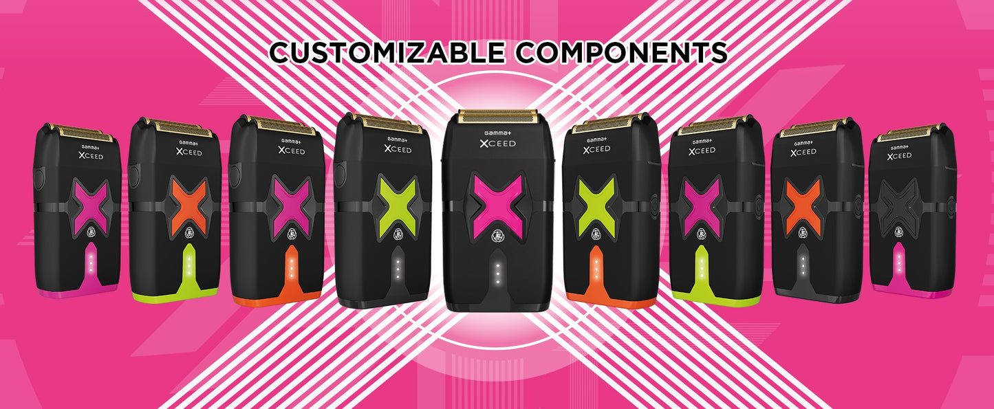 Gamma+ XCEED™ IN2 Vector Motor Cordless Double Foil Shaver – 11,500 RPM, Customizable Metal Body, 2 Hr Runtime (GP803B)