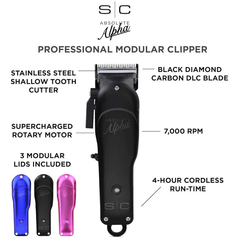 StyleCraft Absolute Alpha Modular Cordless Clipper – 4-Hour Runtime, DLC Blade