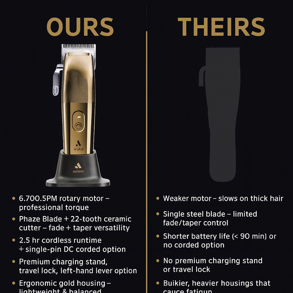 Andis Envy II™ Premium Gold Edition — Phaze Blade Cordless Clipper | 6,700 SPM · 2.5 hr Charging Stand (561566)
