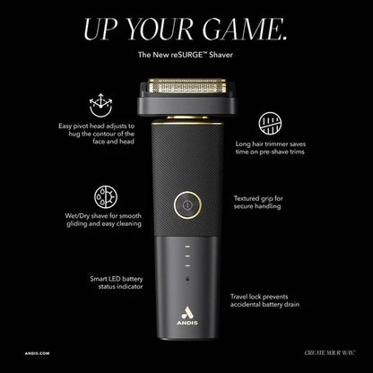 Andis reSURGE™ PFS-1 (17300) — Dual Gold Titanium Foil Cordless Shaver | 9,900 SPM, USB-CPivoting Head & USB-C Charging