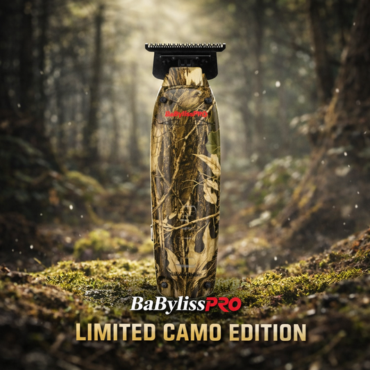 BaBylissPRO Lo-ProFX Compact Trimmer Camo FX72CAM – 6800 RPM Deep Tooth T-Blade Professional Barber Trimmer
