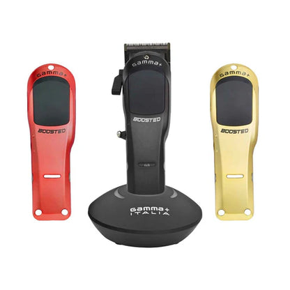 Gamma+ Boosted Cordless Clipper – Super Torque Motor, 3 Housings, Magnetic Guards, Charging Dock (Gold/Red/Black)