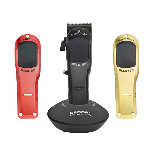 Gamma+ Boosted Cordless Clipper – Super Torque Motor, 3 Housings, Magnetic Guards, Charging Dock (Gold/Red/Black)
