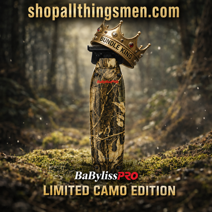 BaBylissPRO Lo-ProFX Compact Trimmer Camo FX72CAM – 6800 RPM Deep Tooth T-Blade Professional Barber Trimmer