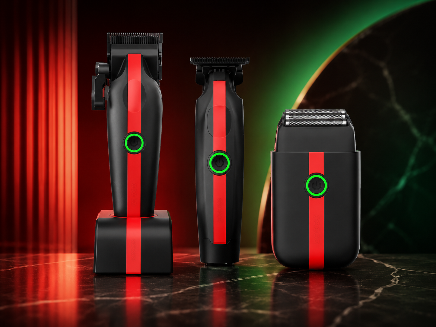 Bundle King Cocco Veloce Lite — Black/Red Edition Complete Beginner Barber Station Kit