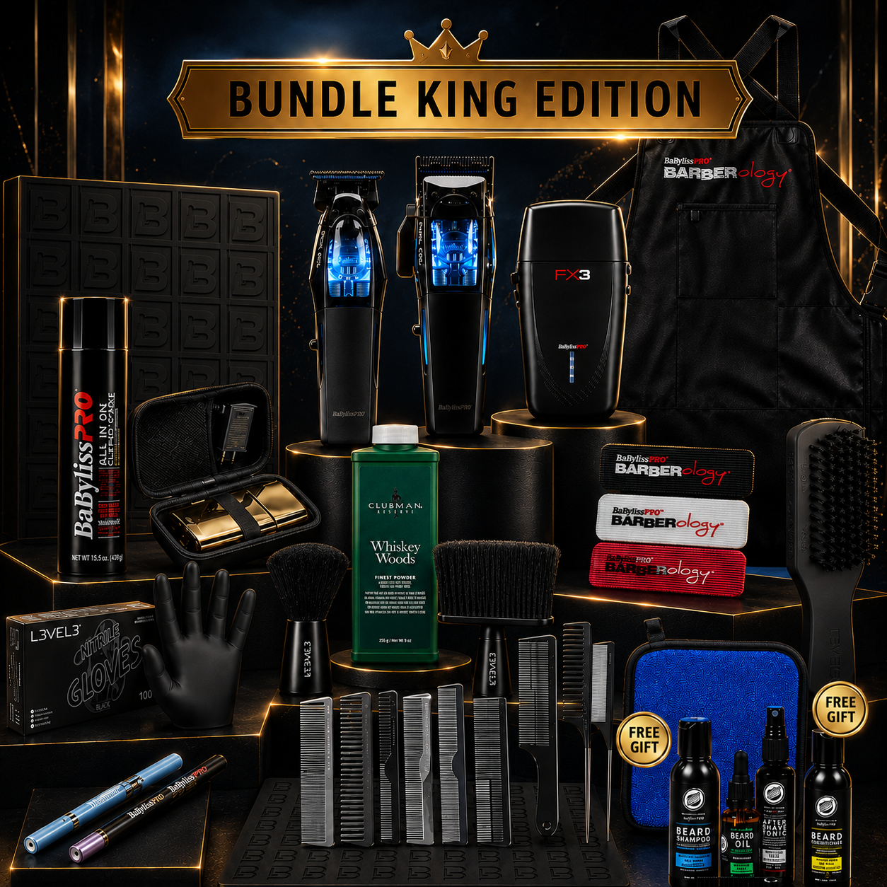 BaBylissPRO Dual-Coil Elite Barber Station Kit — Clipper, Trimmer, FX3 Shaver & Premium Barber Setup