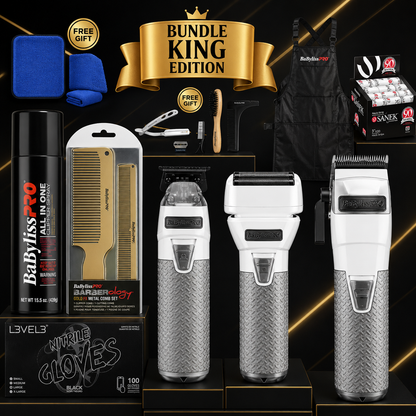 BaBylissPRO FXONE Frostbyte Professional Kit – Clipper, Trimmer & Shaver + Premium Accessories | All-Metal Interchangeable Battery | Bundle King Professional Edition