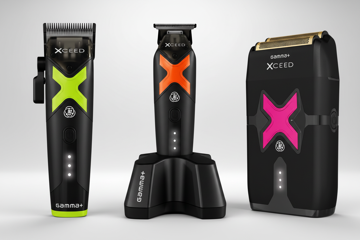 Gamma+ XCEED IN2 Luxury Kit – Clipper, Trimmer & Shaver + Complete Station Setup | 11,500 RPM Vector Motor | Bundle King Edition