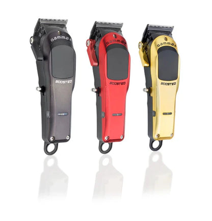 Gamma+ Boosted Cordless Clipper – Super Torque Motor, 3 Housings, Magnetic Guards, Charging Dock (Gold/Red/Black)