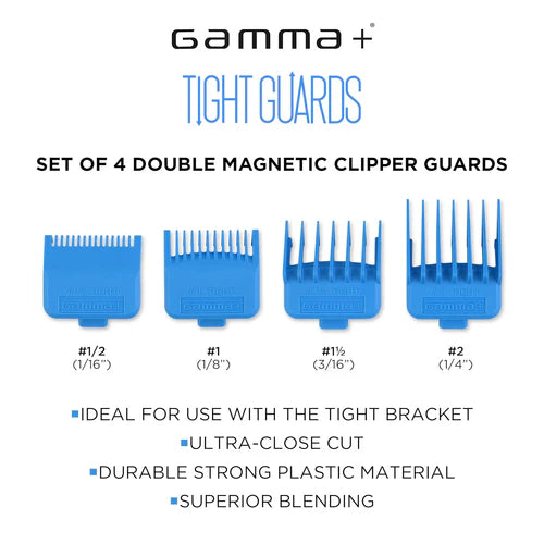 Gamma+ Dub Magnetic Tight Clipper Guards – Cyan Blue 4-Pack (GPTGB)
