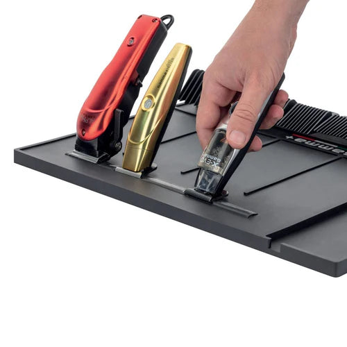 Gamma+ Magnetic Barber Mat & Station Organizer – Heat & Water Resistant, Holds 4 Clippers Upright