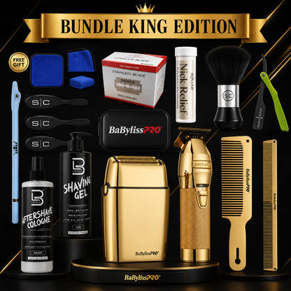 BaBylissPRO GoldFX Master Barber System – Complete Professional Setup | 10-Piece Luxury Edition with Trimmer, Shaver, Razor, Combs & Accessories | Ultimate Barber Kit