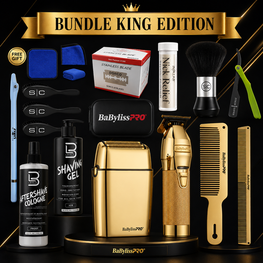 BaBylissPRO GoldFX Master Barber System – Complete Professional Setup | 10-Piece Luxury Edition with Trimmer, Shaver, Razor, Combs & Accessories | Ultimate Barber Kit