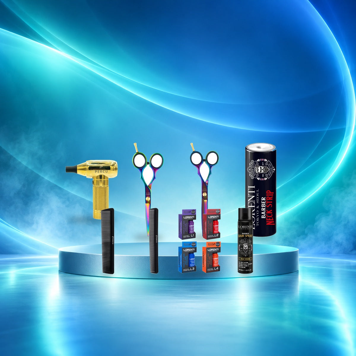 Percu Gold Complete Shear Workstation Bundle complete dynamic hero on turntable