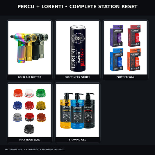 Percu + Lorenti Complete Barber Station Reset Bundle hero
