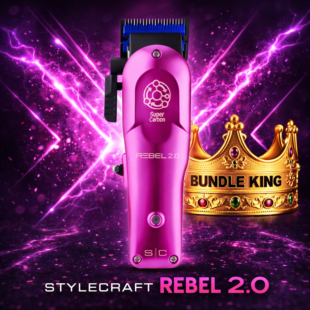 StyleCraft Rebel 2.0 Cordless Clipper – Super C4RBN Motor, DLC Echo Blade (SC601M)