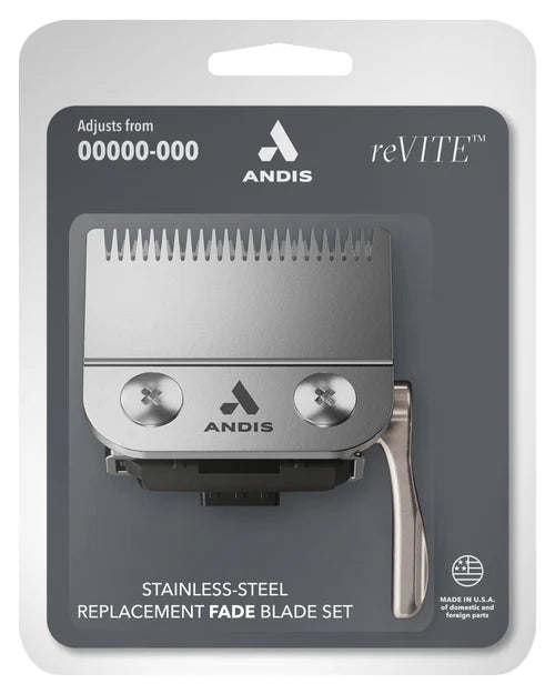 Andis™ reVITE Replacement Fade Blade (86015) – Adjustable 00000–000 Stainless-Steel Snap-On Blade Assembly
